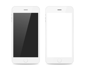 Two white smartphones with shadow