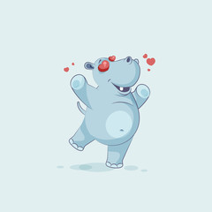 Emoji character cartoon Hippopotamus in love