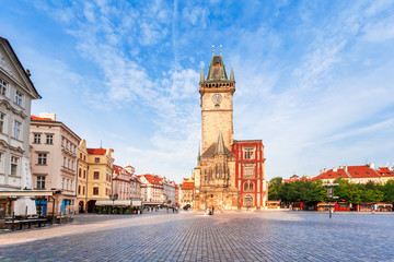 Fototapeta premium Old Town City Hall in Prague, view from Old Town Square, Czech Republic