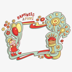 cartoon card happy birthday, happiness and fun