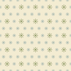 Seamless winter pattern of snowflakes in shabby colors