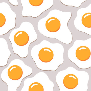 Eggs seamless pattern. Fried Eggs.