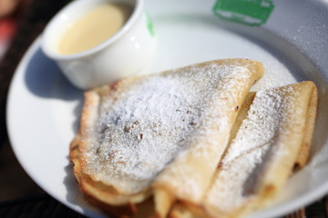 Pancakes with condensed milk