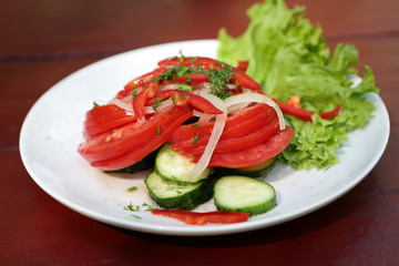 Salad with tomatoes and cucumbers