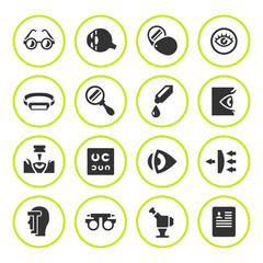 Set round icons of ophthalmology and optometry