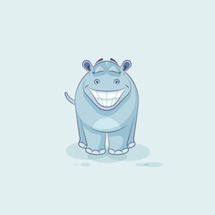 Emoji character cartoon Hippopotamus with a huge smile