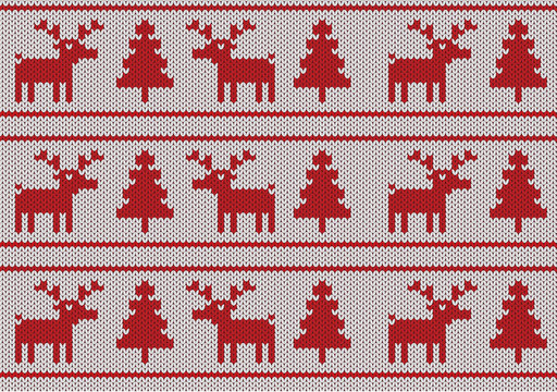 Muster aus Rentieren und Tannenb&auml;umen