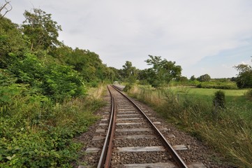 Fototapeta premium Railway in a village