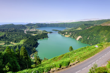 A&ccedil;ores ilha paradis&iacute;aca. vista panoramica para a Lagoa das Sete Cidades.