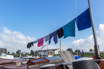 Fototapeta na wymiar Laundry drying on a ship