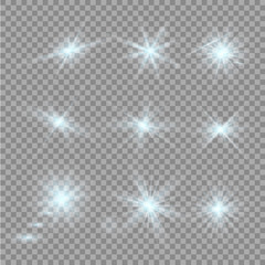 Glow light effect. Star burst with sparkles