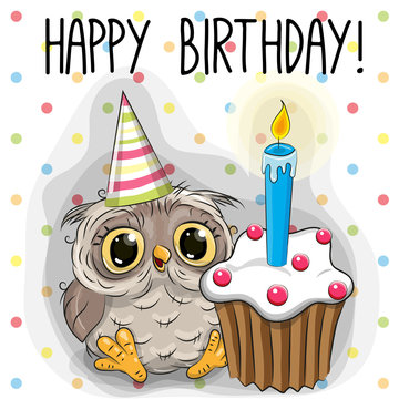 Greeting card cute Cartoon Owl