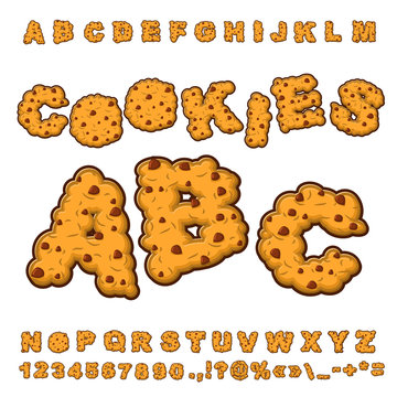 Cookies font. Food lettering. Edible typography. Baking ABC. Cra