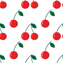 Vector seamless pattern with red cherry