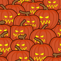 Halloween background. Pumpkin seamless pattern. Scary vegetable