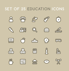 Set of Solid Education Icons. Isolated Vector Elements.