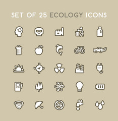 Set of Solid Ecology Icons. Isolated Vector Elements.