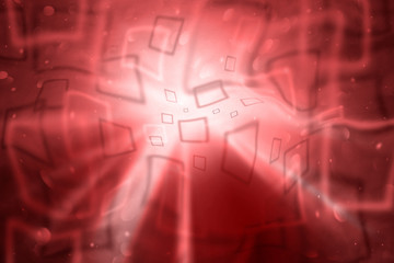 Artistic abstract touchscreen square bokeh copy space background. Conceptual modern technology blurred square shiny red color bokeh illustration background.