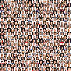 Collection of different caucasian women and men 