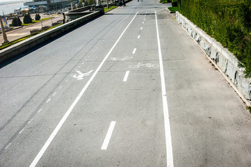 Bike path and pavement.