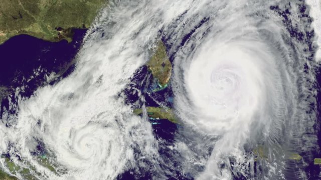 Double Hurricane over Florida., satellite view.