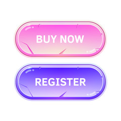 Buttons for sites on a white background. Bright buy buttons and registration.