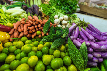 Fresh and organic vegetables at farmers market in Sri lanka