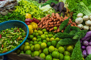 Fototapeta na wymiar Fresh and organic vegetables at farmers market in Sri lanka
