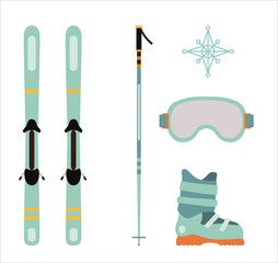ski equipment icon set vector illustration isolated on white background