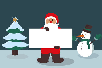 Weihnachtsmann mit Plakat - Weihnachtskarte