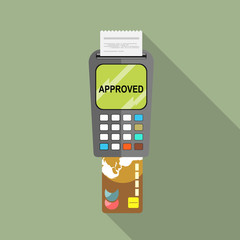 Payment terminal. Point of sale concept. Flat design vector illustration