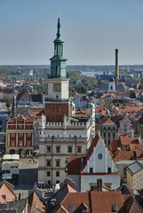 Obraz premium Aerial view on the downtown city of Poznan.