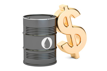 oil barrel and dollar symbol, 3D rendering
