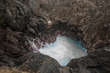 Natural blowhole on Porto Moniz, Madeira island (Portugal)