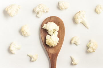 Cauliflower Cabbage into a spoon
