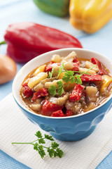 Colorful vegetable stew in a bowl