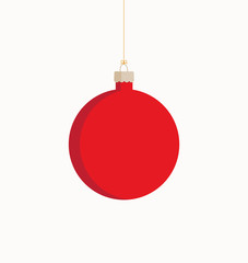 Vector illustration of a red Christmas bauble on a white background - obrazy, fototapety, plakaty