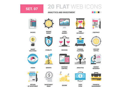 Analytics and Investment Icon Set