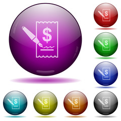 Cheque signing glass sphere buttons