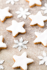 Christmas cookies with small christmas decoration.