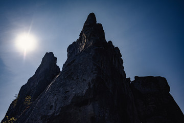 Fototapeta na wymiar Tustan Fortrress. Rock from the mountain