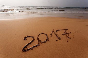 Happy New Year 2017 on the beach