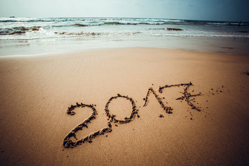Happy New Year 2017 on the beach