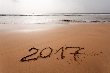 Happy New Year 2017 on the beach