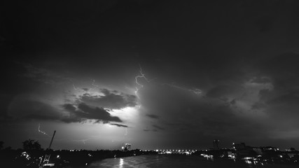 Lightning at dark night