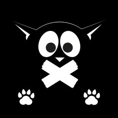 Black cat on a black background. Silent