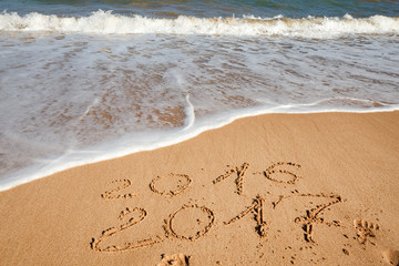 Happy New Year 2017 on the beach