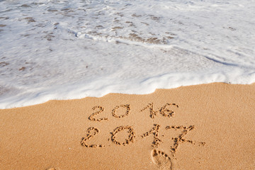 Happy New Year 2017 on the beach