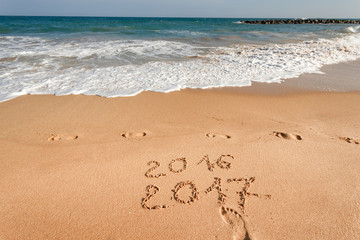 Happy New Year 2017 on the beach