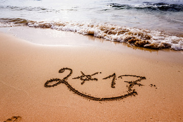 Happy New Year 2017 on the beach